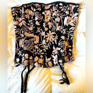 Size 36 black corset with pink flowers